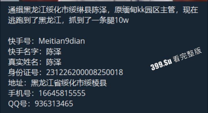 陈泽竟是缅甸KK园区主管，现逃回黑龙江，已被下达通缉令！抓到了一条腿10万！！  第4张
