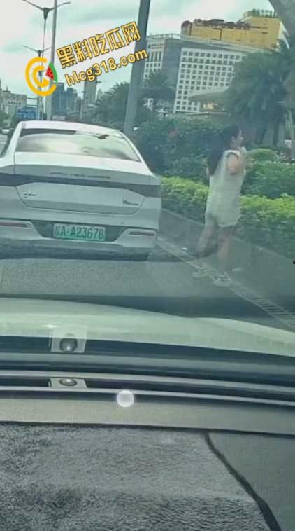 广西南宁街边桂A23678，车上女子下车蹲在马路上，脱掉连衣裙就开始拉！  第2张